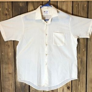Vtg 60s~Biltmore~Men's Ivory 1 Pocket Collared Short Sleeve Button Down Shirt~16